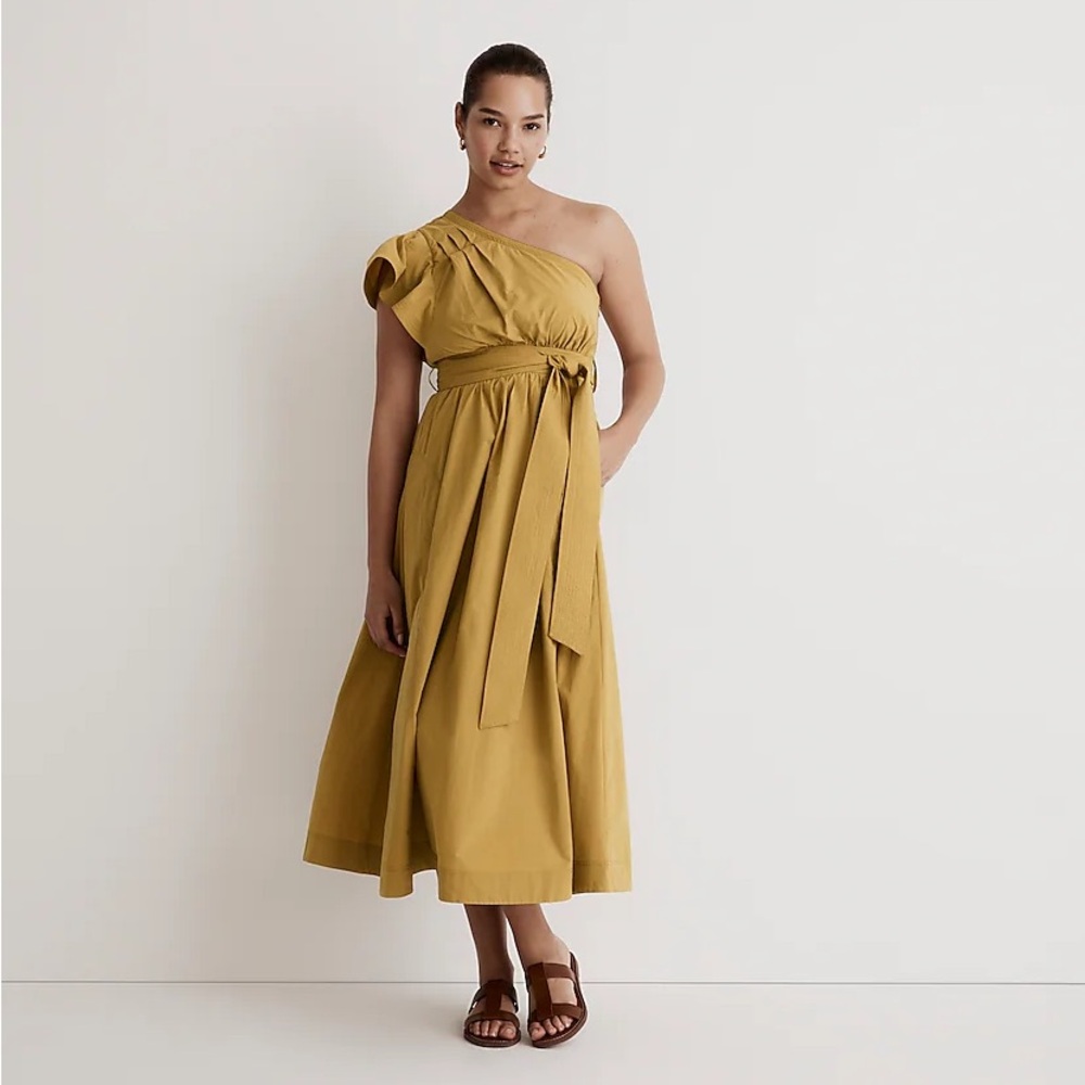 Madewell One Shoulder Ruffled Midi Dress - Picture 2 of 4
